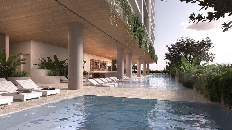 A rendering of the revised scheme for the proposed hotel development at 15-19 Ocean Street, Maroochydore.