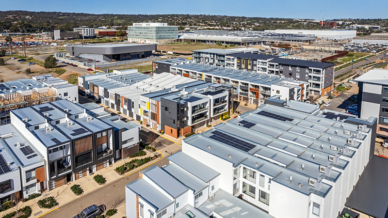 aerial view of a medium density housing project