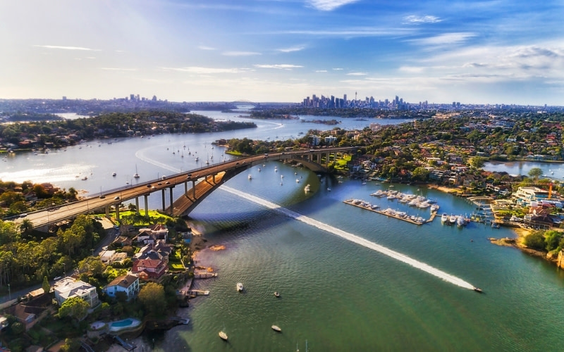 An aerial image of the Sydney CBD from Gladesville
