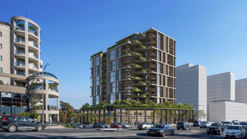 Render of AsheMorgan's proposed $68-million, 103-apartment shoptop tower development earmarked for a 2814sq m site at 246-250 Beecroft Road, Epping.
