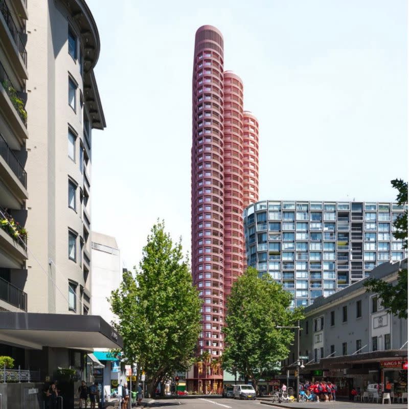 The proposed redevelopment of the Potts Point Holiday Inn site includes 250 apartments and upgrades to Kings Cross Station.