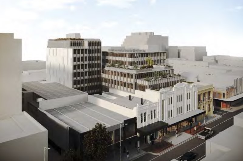JAM Architects' render of all four buildings planned for the Chapel Street site.