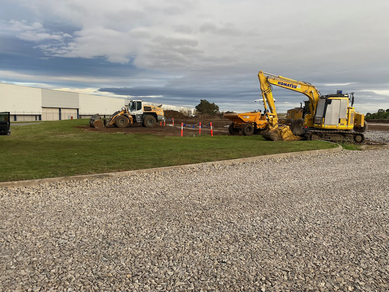 Acciona equipment being prepared for construction to start on the Somerton Intermodal Terminal.