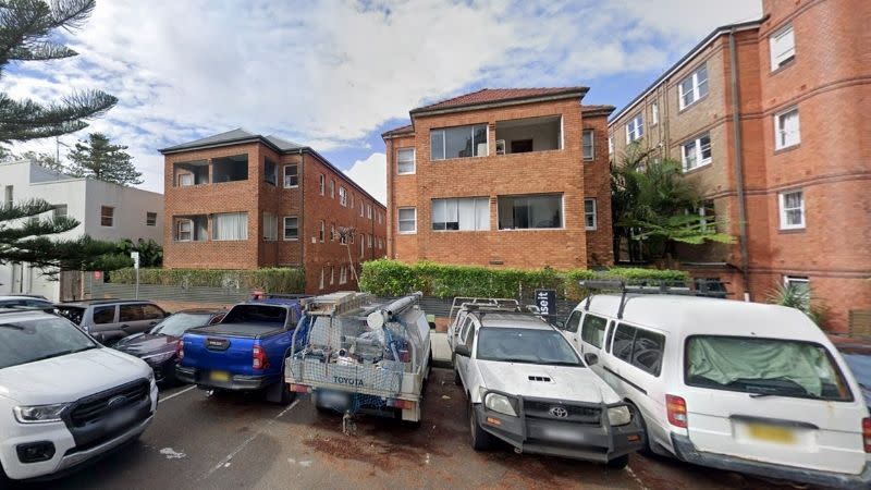 A Google Maps image of the existing brick apartment blocks at 10-12 Victoria Parade, Manly.