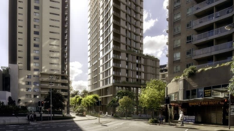 The 35-storey tower will sit within a growing cluster of high-rise buildings.