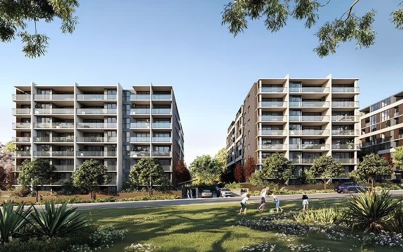 Herman Residences at Rouse Hill comprises four eight-storey buildings near Tallawong Metro.