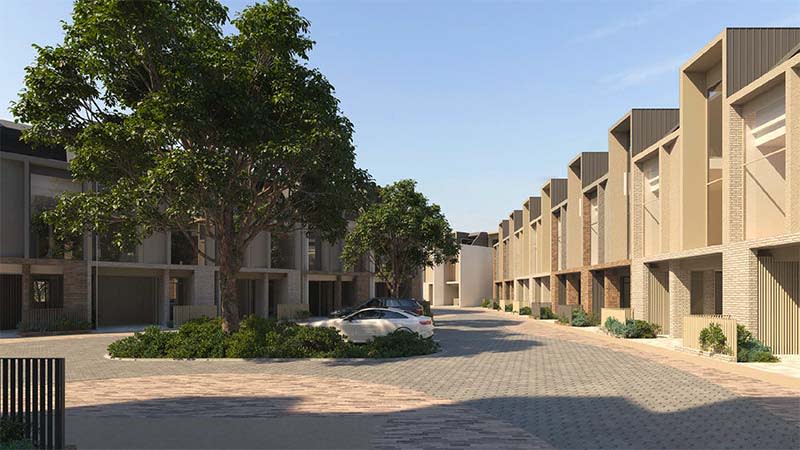 Architectural render of Citify's Gilberton townhouse development.