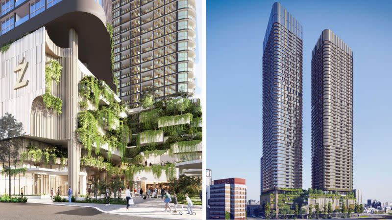 Renderings of Shayher Group's twin tower proposal for 309 North Quay in the Brisbane CBD.