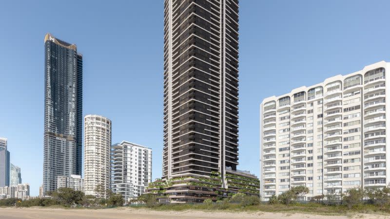 A render of Meriton's proposed 74-storey beachfront tower comprising 519 apartments.