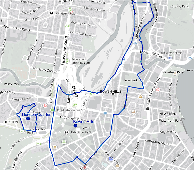 An EDQ map of the area that falls under the Bowen Hills PDA, about 3km north of the Brisbane CBD.