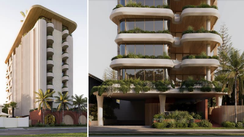 Renders of DJ Fischer's approved nine-storey apartment tower development at Palm Beach