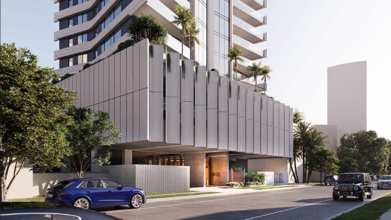 A rendering of the greenlit 33-storey tower earmarked for 19-21 Anne Avenue, Broadbeach.