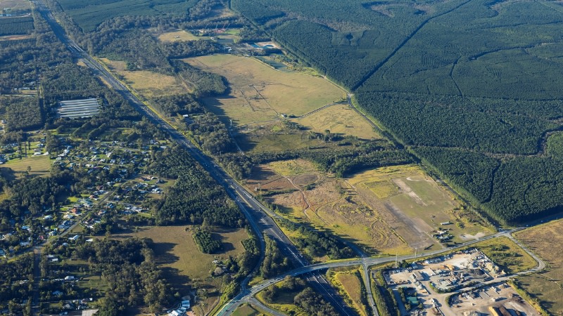 Aerial view of the 181ha development-ready site at Elimbah, north of Brisbane.