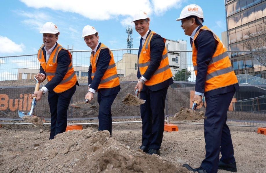 A photograph of a groundbreaking ceremony at Helix Hub.