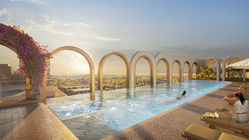 A render of the infinity pool set for the Hellenic Club hotel. 