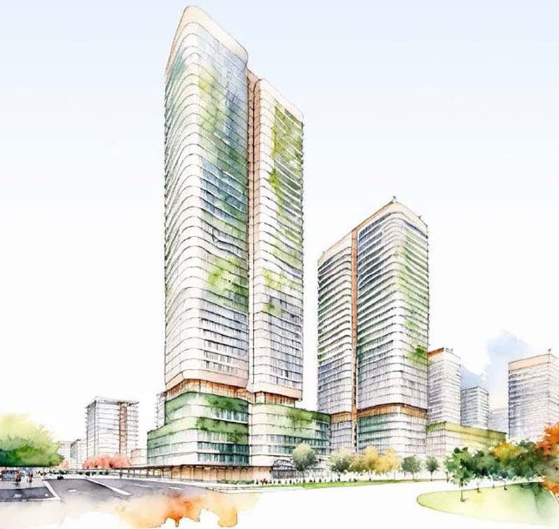 A sketch of the proposed MQX BtR tower at Macquarie Square