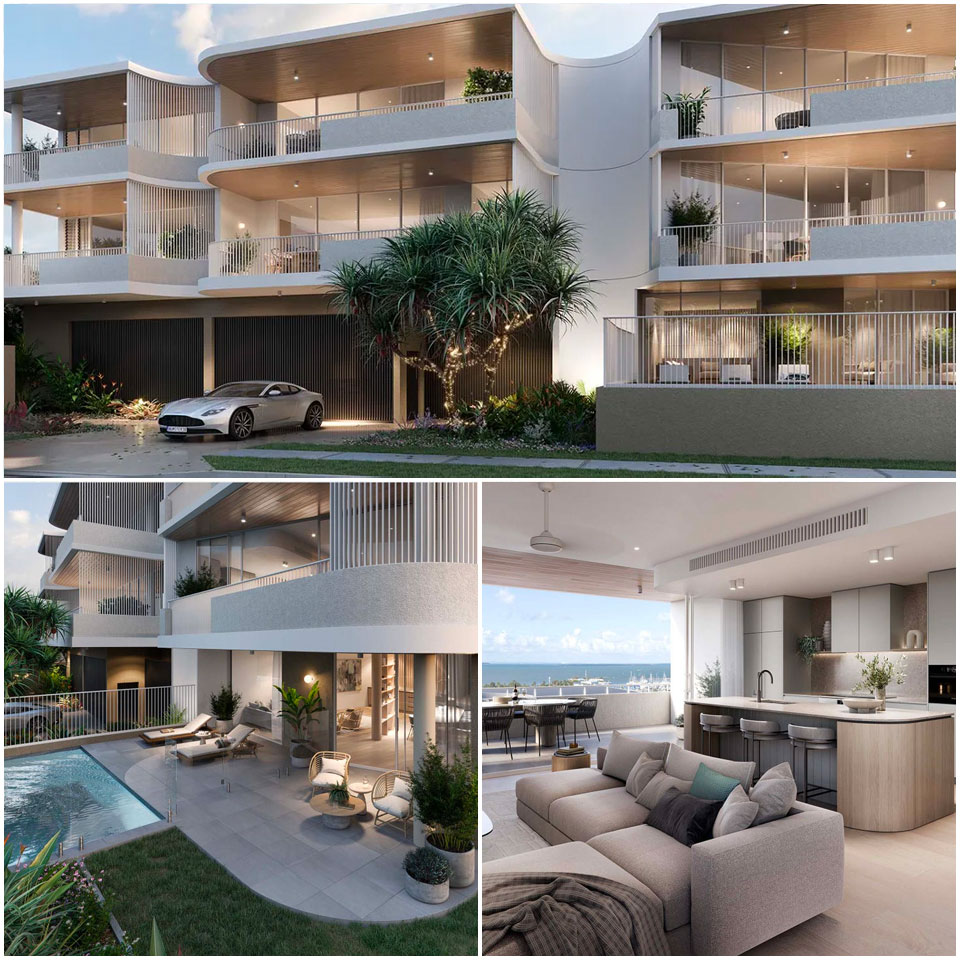Three images of 7 Wellington Street development in Manly
