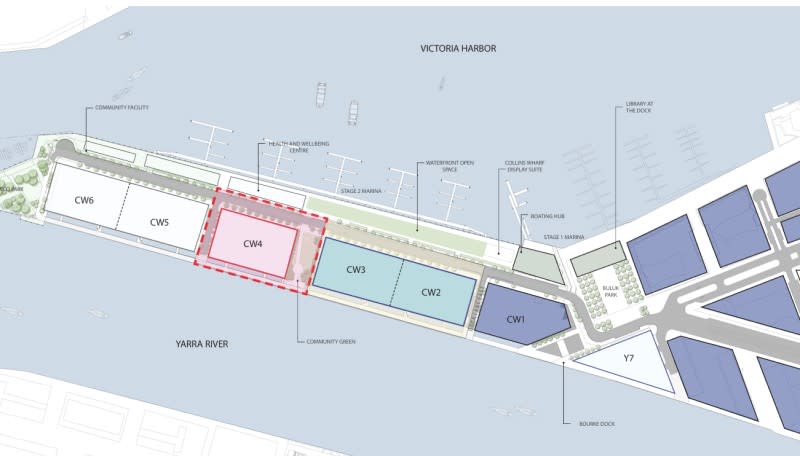 The plan for Lendlease's projects along Collins Wharf in Melbourne's Docklands.