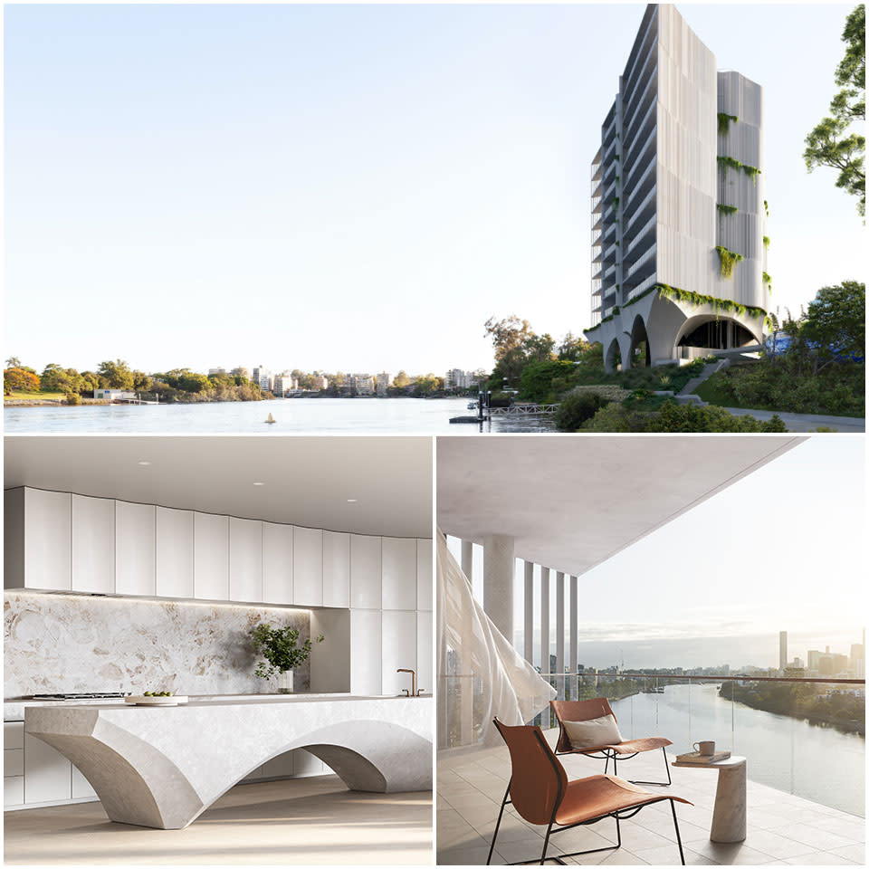 ▲ The development will feature a distinct colonnade at the base of the tower that provides views out to the riverscape for not only residents, but passers-by and the public. Image: Bureau Proberts