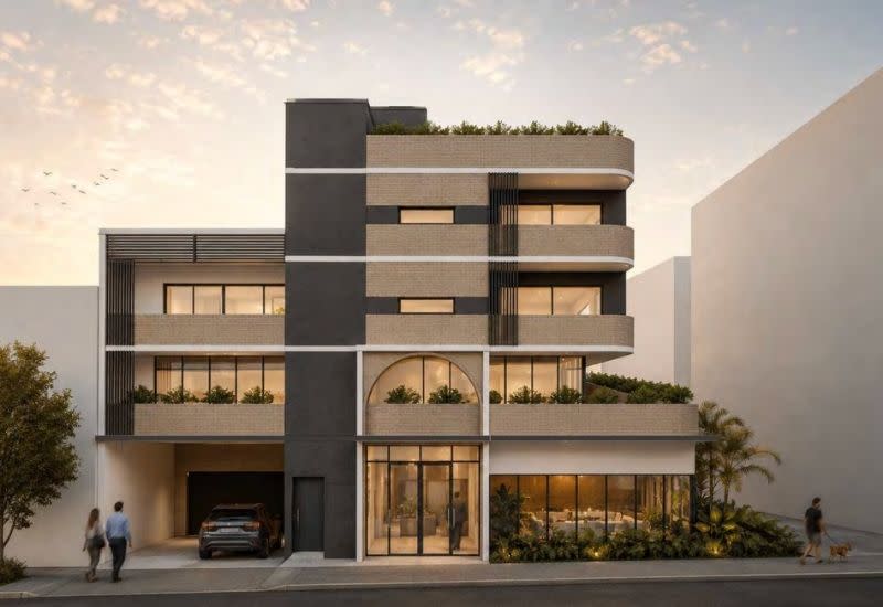 The Hutchinson Street side of the proposal, where the building steps down from the May Street frontage.