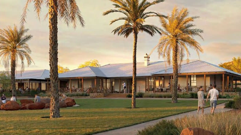An external rendering of the planned Ningaloo lighthouse resort.