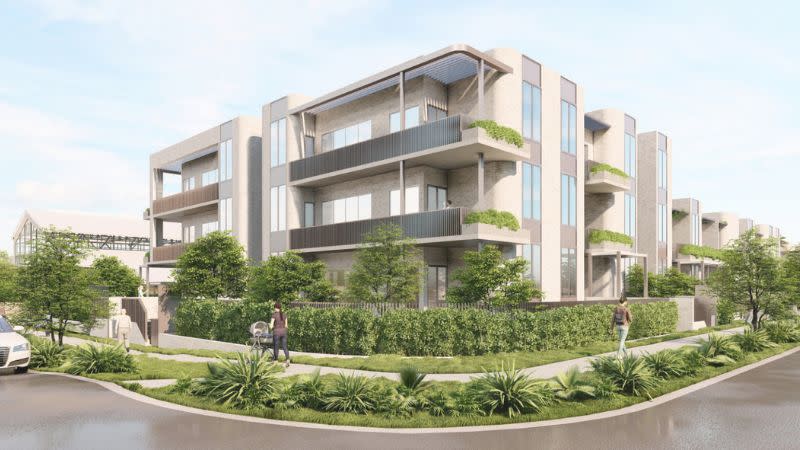 Render of the apartment buildings proposed for the Bulimba Barracks site redevelopment. 