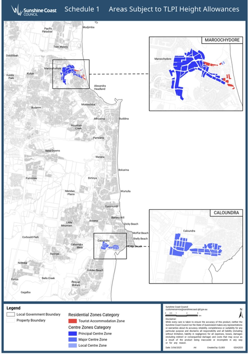 Sunshine Coast hotel development: areas subject to TLPI height allowances