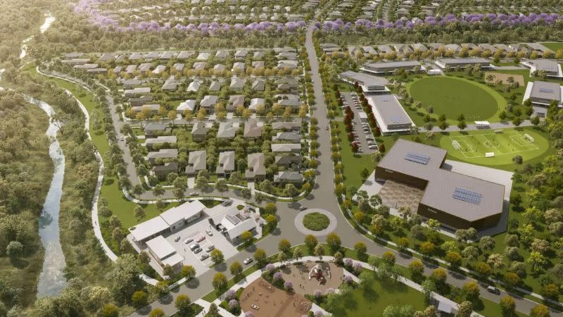 A render of the vision for the Concordia masterplan 40km north of Adelaide.