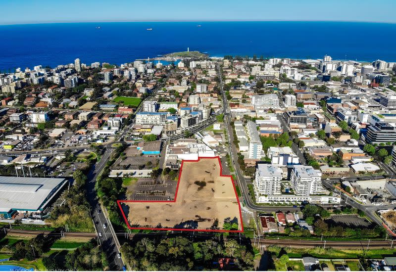 The outlined 1.1ha parcel at 120-122 Smith Street is earmarked for Keira Place Stage 2, beside the approved first stage near Wollongong CBD.
