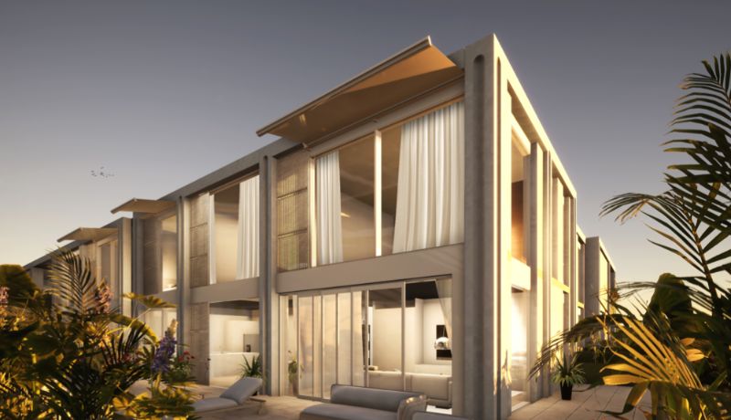 The plans feature penthouse duplexes with pools and rooftop terraces.