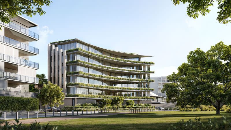 Render of Molti's proposed six-storey Brisbane development debut at Kangaroo Point.