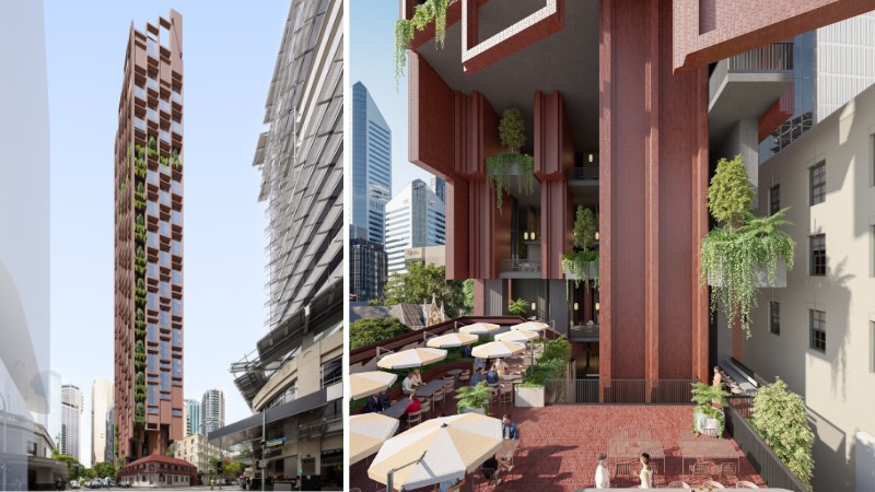 Renderings of the approved 51-storey Victory Tower addition to the Brisbane CBD skyline.
