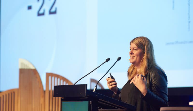 Lendlease head of customer strategy Alison Webb speaking at The Urban Developer’s Urbanity 2022 on the Gold Coast.