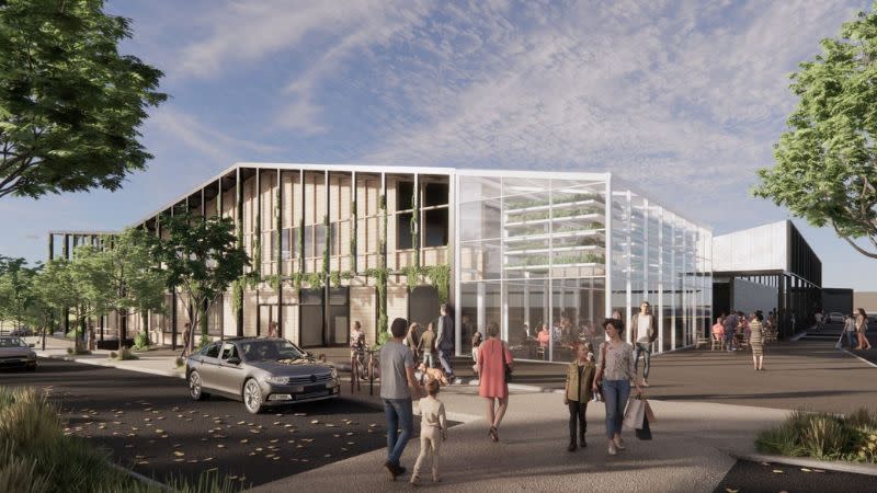While the site is 2.4ha in size, the retail centre will cover 9250sq m across five buildings around a central car park.