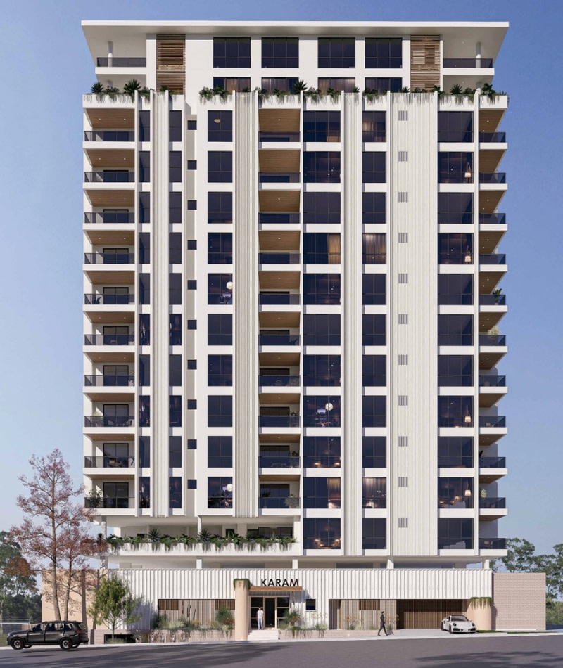 A rendering of the 13-storey residential tower proposed for 4-6 Oban Lane, Southport.