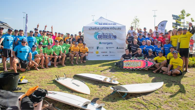 Smiles, surfboards and shared purpose — 72 participants came together for the 10-year anniversary of Wipeout Dementia, raising more than $350,000 for life-changing research into dementia prevention and healthy brain ageing.