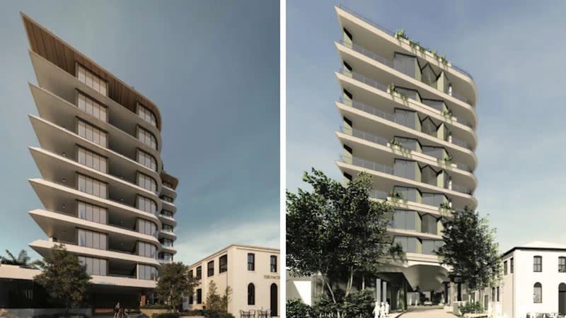 A comparison of old and new plans filed for the site at 14 Maud Street at Newstead.