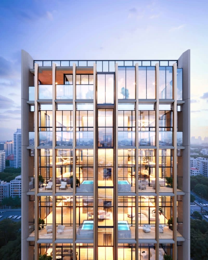 Private pools punctuate the upper levels of Aqualand’s proposed Chatswood tower.