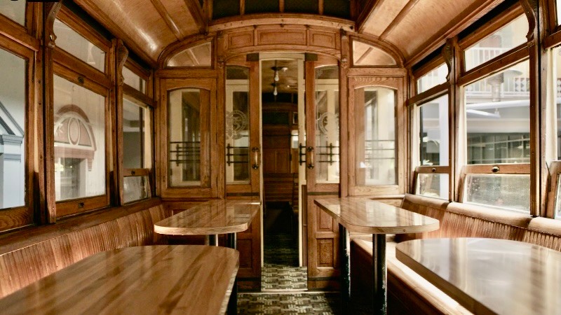 A photo of the remaining tram at the Dickson Tradies club.