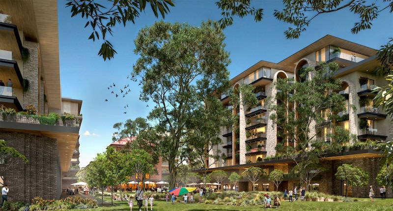 A rendering of Brewery Green, part of the plans for the Southwark Grounds precinct in Adelaide.