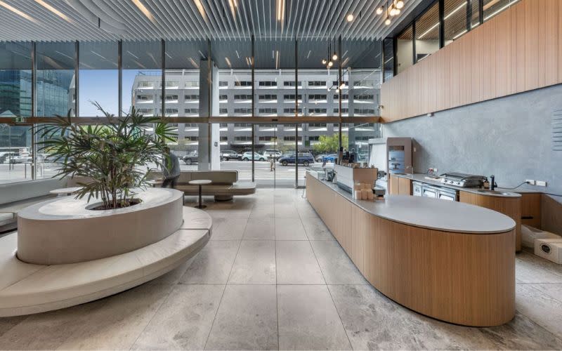 An image of the the building's lobby, Cushman and Wakefield says has undergone recent refurbishment.