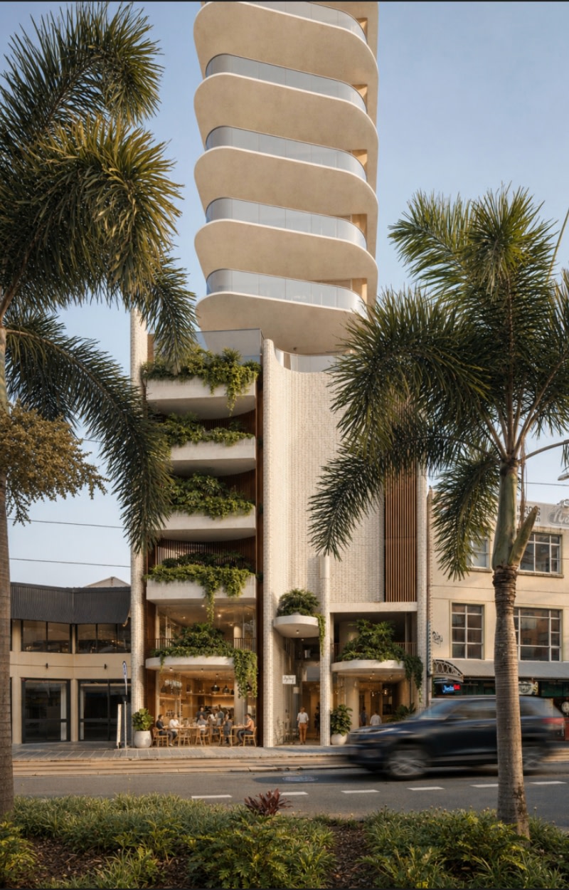 A rendering of the 17-storey "skinny" tower proposed for 3098 Surfers Paradise Boulevard.