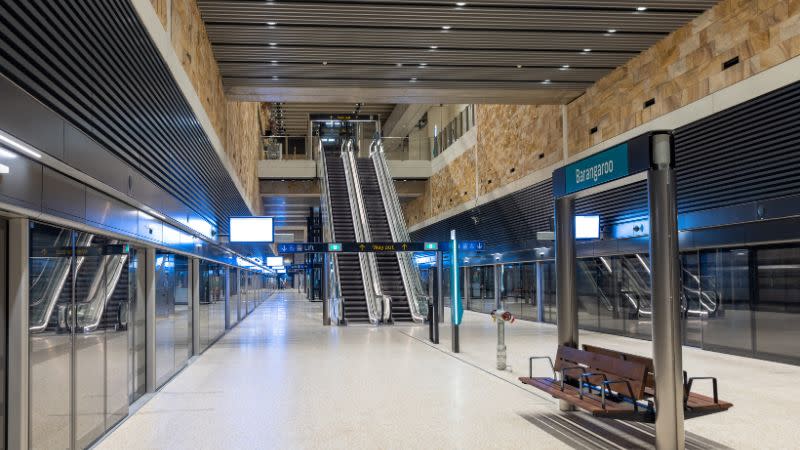 The platform of Barangaroo Station prior to its offical opening.