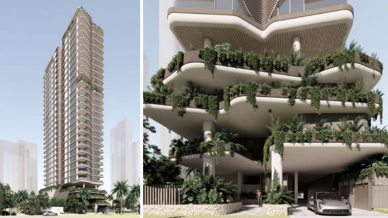 Renders of the planned 28-storey residential tower dubbed Bella Vie comprising 72 units at Pacific Street, Main Beach.