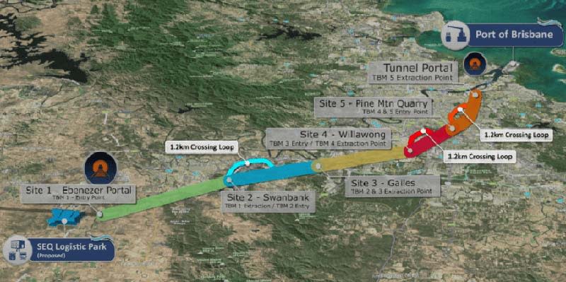 possible inland rail from Inland Rail terminal at Ebenezer to the Port of Brisbane