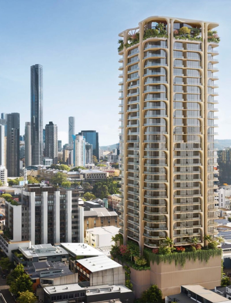 A rendering of the 34-storey tower proposed for 57 Berwick Street, Fortitude Valley.
