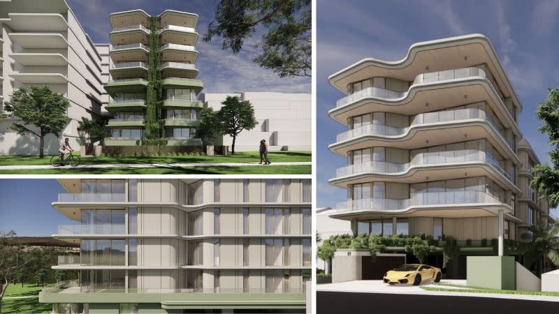 Renders of the proposed eight-storey residential tower earmarked for 27 Dixon Street, Coolangatta.