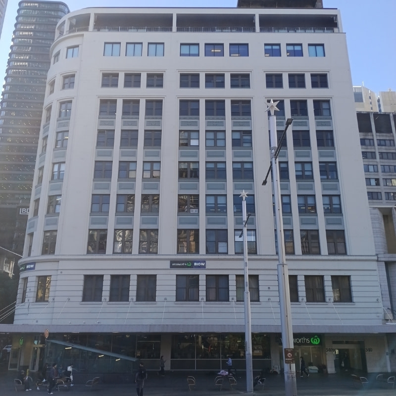 A photograph of the building at the corner of George and Park streets