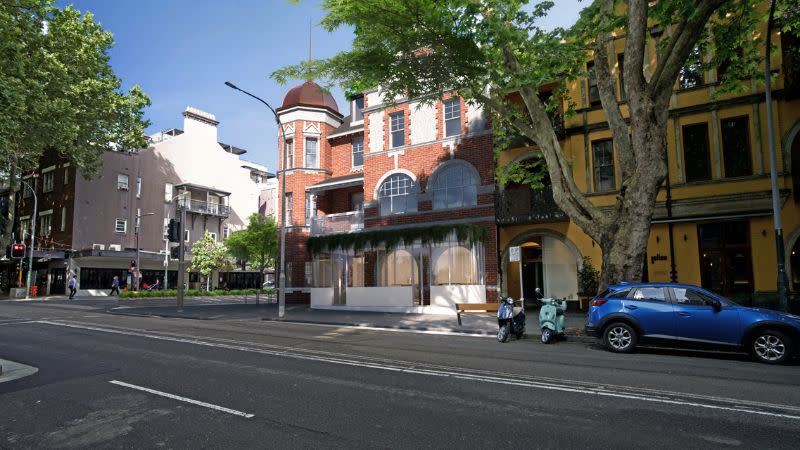 Render of the proposed adaptive re-use of the heritage terrace Potts Point building as a boutique hotel.