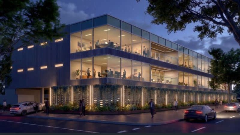 A rendering of the BOFFDEV office project that would occupy a prominent site on Stepney’s border with Norwood.